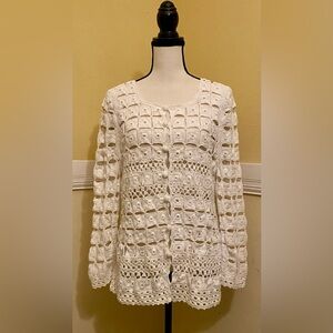 GABY & EDEN Crocheted Cardigan; White; Large; Button Down; Perfect condition.